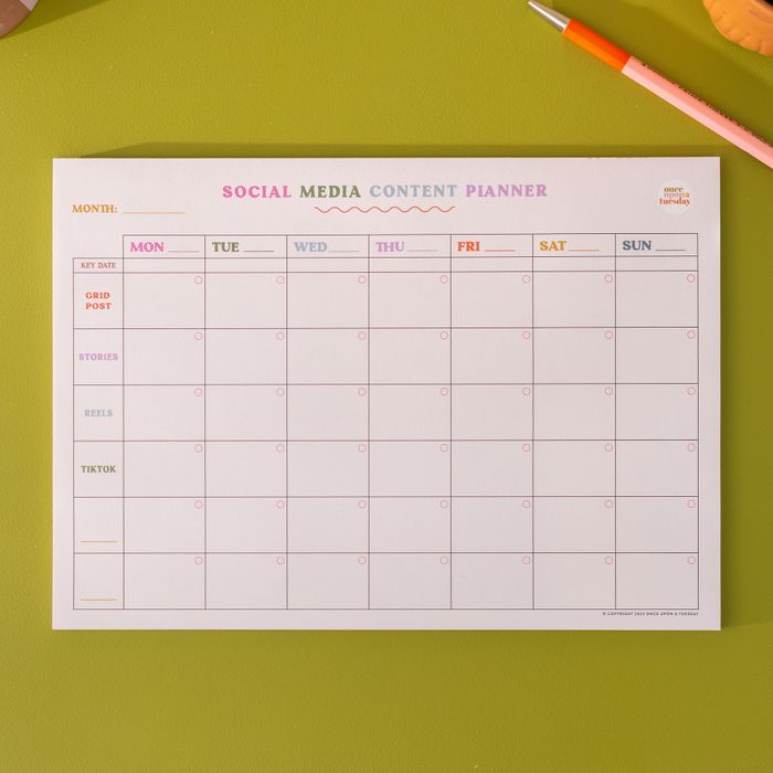 Social Media Weekly Content Planning Pad | A4 | Colourful