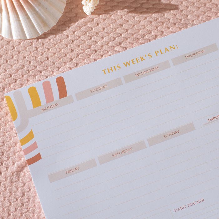 Weekly Planner Pad with Habit Tracker | Abstract Rainbow