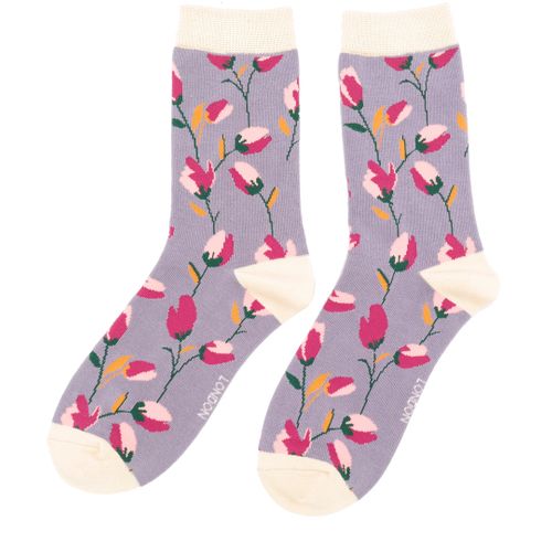 SKS357 Ditsy Flowers Socks Lavender