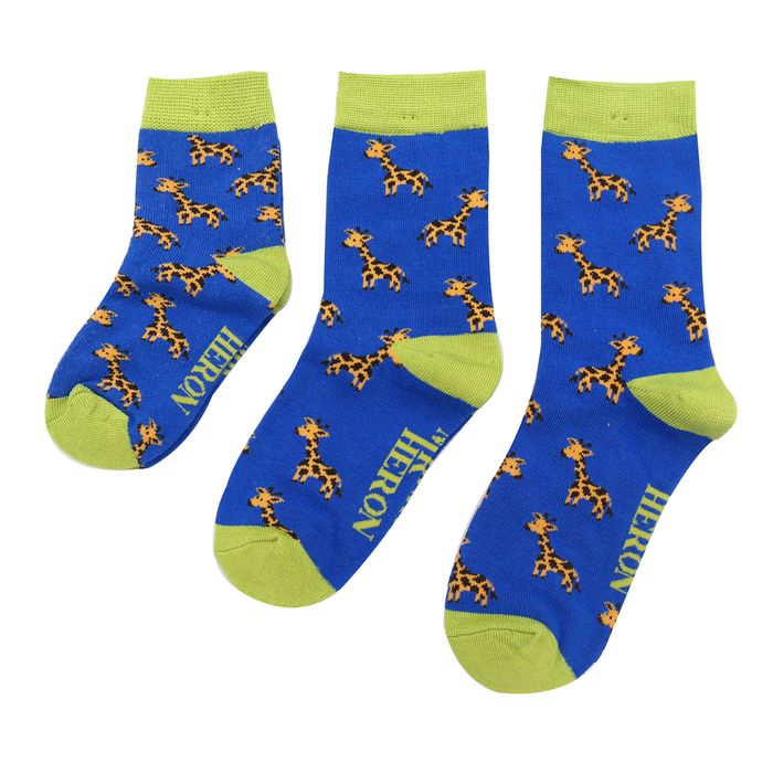 KM005 Boys Giraffes Socks Blue