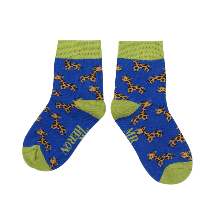 KM005 Boys Giraffes Socks Blue