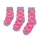 KS010 Girls Sausage Dogs Socks Bright Pink