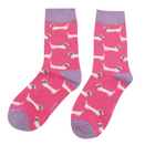 KS010 Girls Sausage Dogs Socks Bright Pink