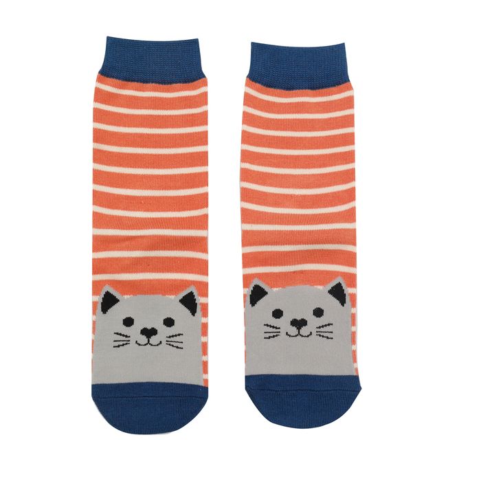 KS006 Girls Kitty Cats Socks Orange