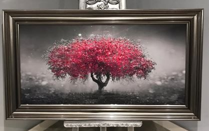 100X50 LARGE PINK TREE FRAMED ARTWORK