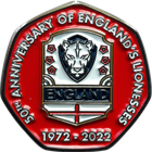 50th Anniversary of England’s Lionesses 1972 – 2022 50p Shaped Coin