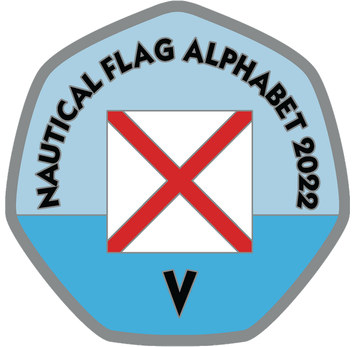 Letter V – Nautical Flag Alphabet 2022 50p Shaped Coin