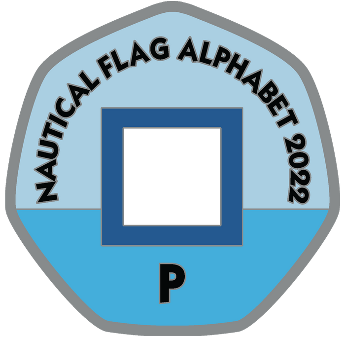 Letter P – Nautical Flag Alphabet 2022 50p Shaped Coin