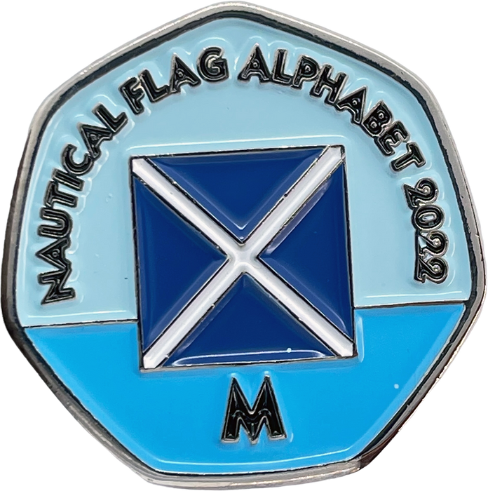 Letter M – Nautical Flag Alphabet 2022 50p Shaped Coin
