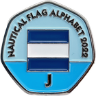 Letter J – Nautical Flag Alphabet 2022 50p Shaped Coin