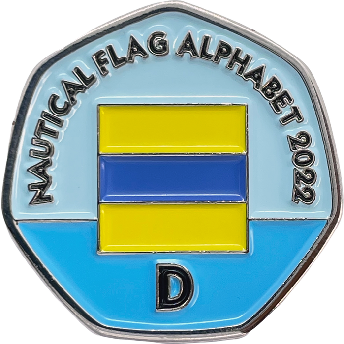 Letter D – Nautical Flag Alphabet 2022 50p Shaped Coin
