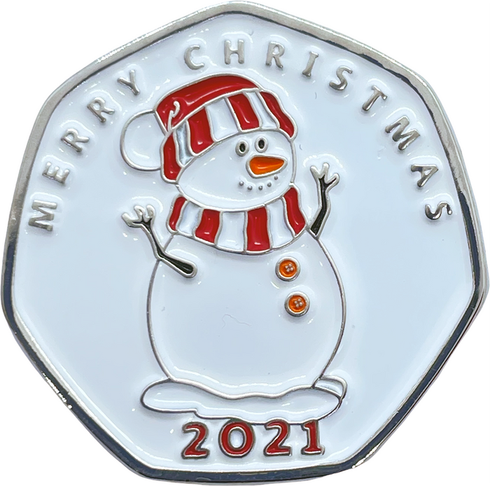 Snowman 2021 50p Shaped Coin – Christmas Series