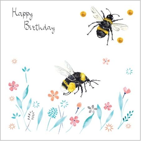 Bees with Flowers birthday card