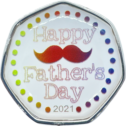 Moustache Fathers Day Series 2021 50p Shaped Coins