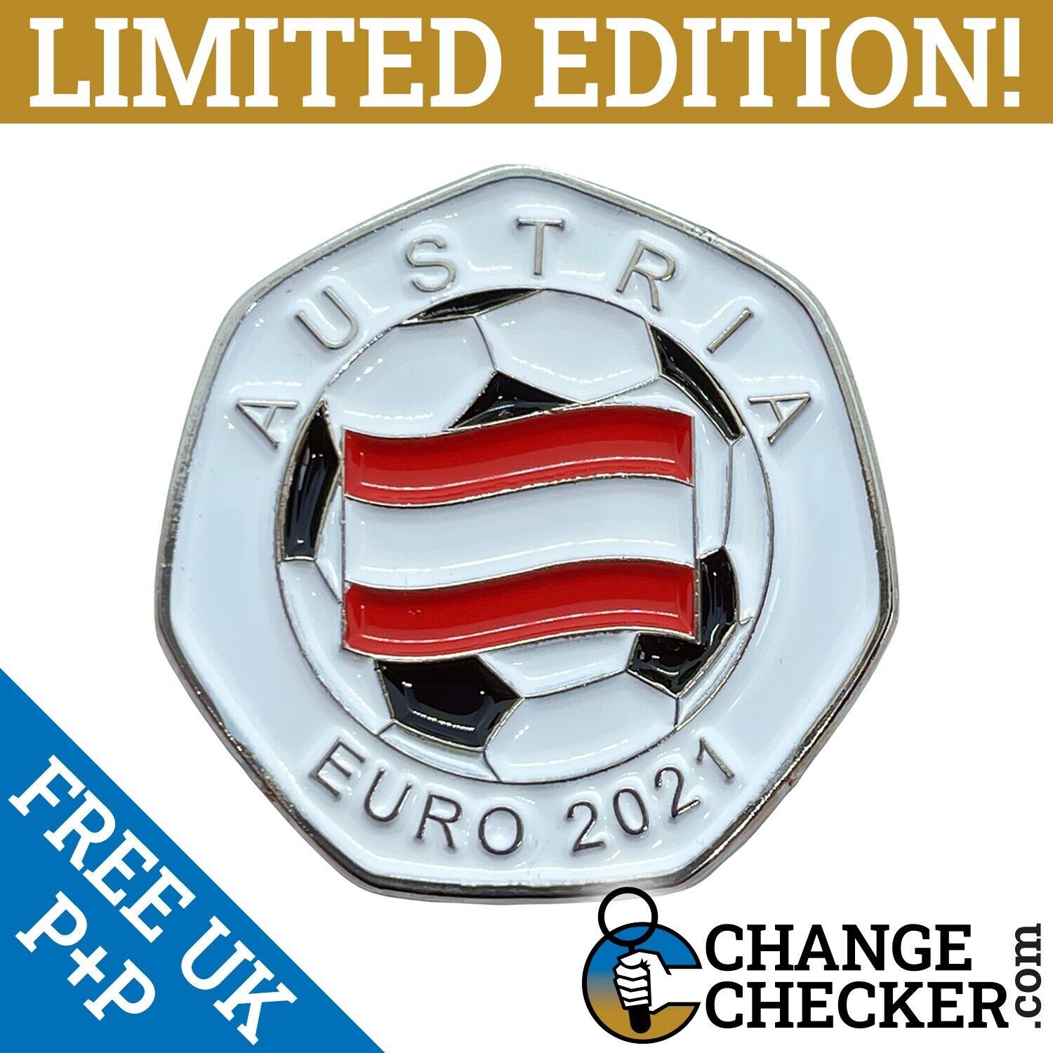 Austria EURO 2021 Football 50p Shaped Coins