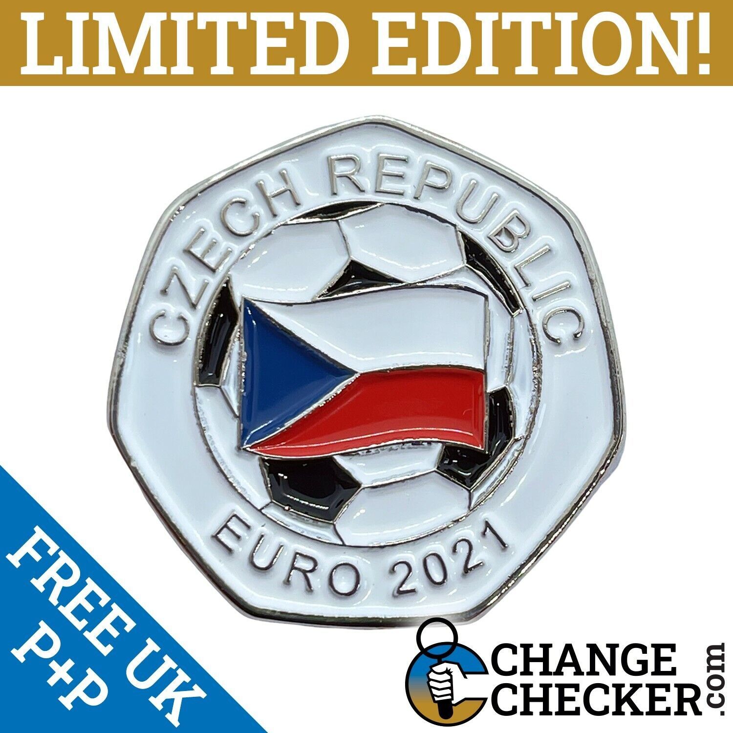 Czech Republic EURO 2021 Football 50p Shaped Coins