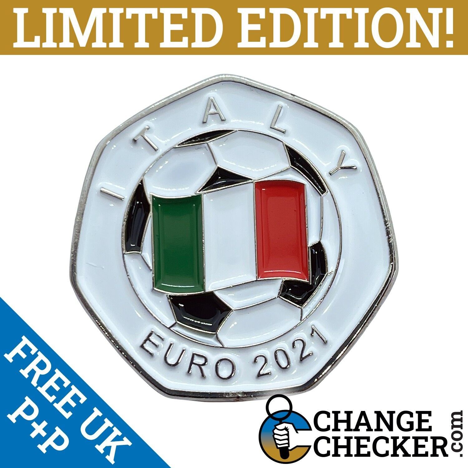 Italy EURO 2021 Football 50p Shaped Coins