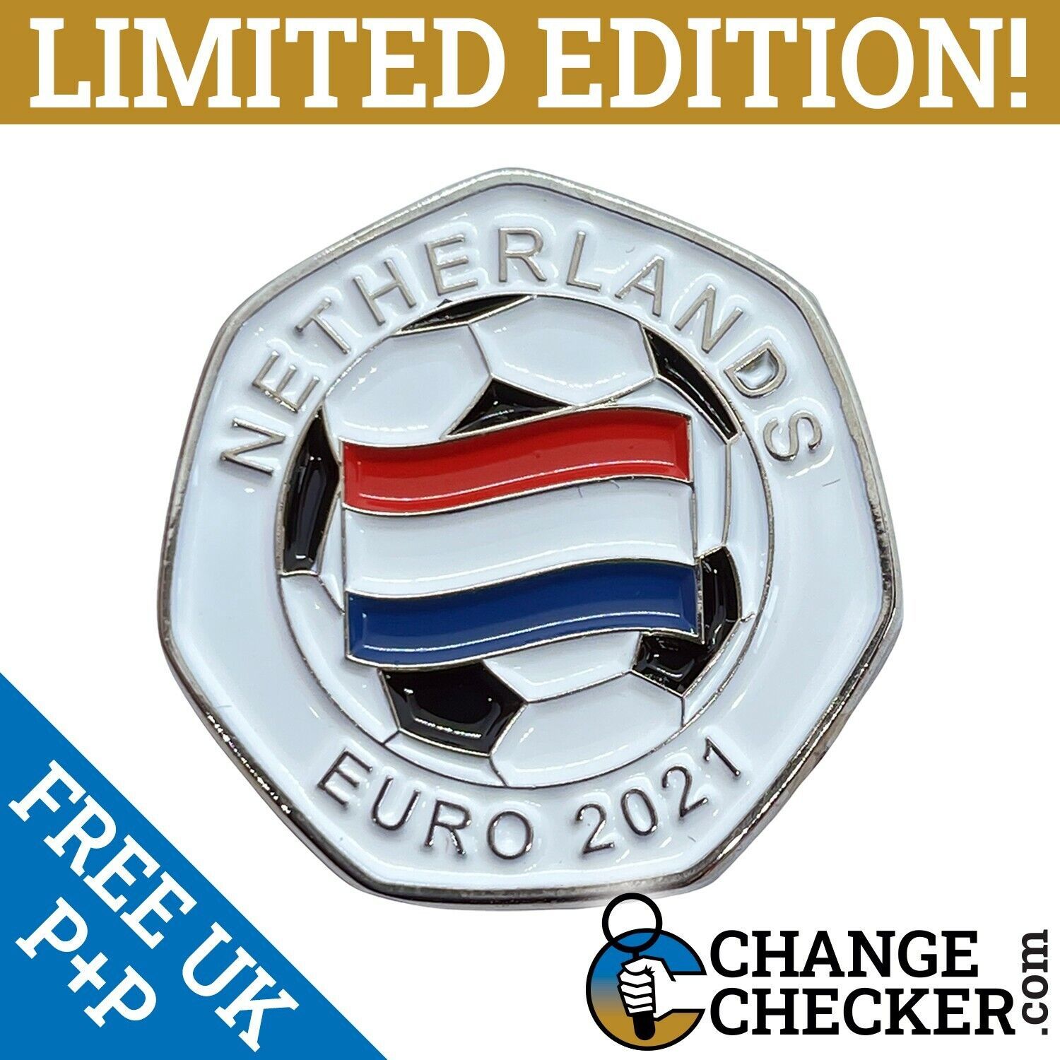 Netherlands EURO 2021 Football 50p Shaped Coins
