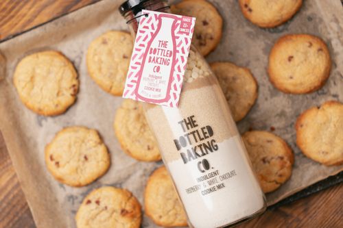 Raspberry & White Chocolate Cookie mix in a bottle