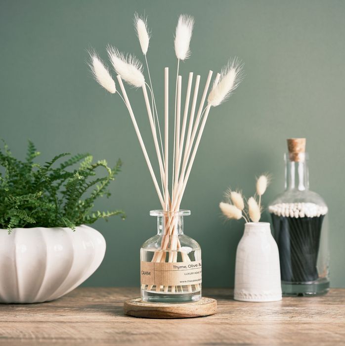 CAHM Luxury Reed Diffuser - Thyme, Olive & Bergamot - Clear Glass