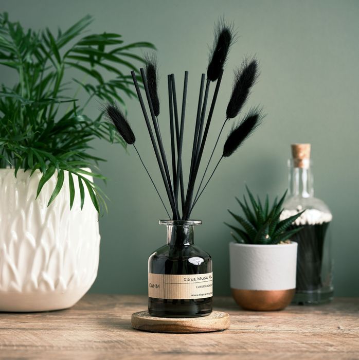 CAHM Luxury Reed Diffuser - Citrus, Musk & Patchouli - Black Glass