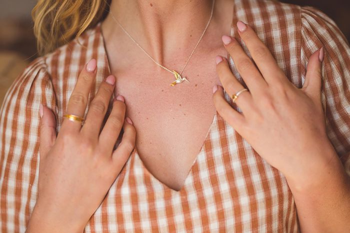 Silver and Gold Hummingbird Necklace