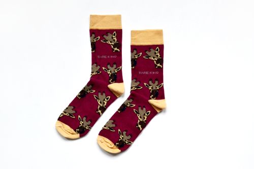 Giraffe Socks | Bamboo Socks | Maroon Socks | African Socks