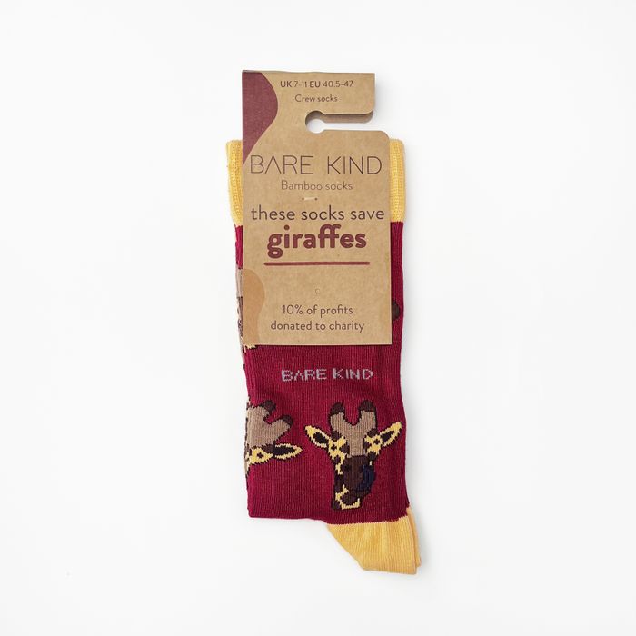 Giraffe Socks | Bamboo Socks | Maroon Socks | African Socks