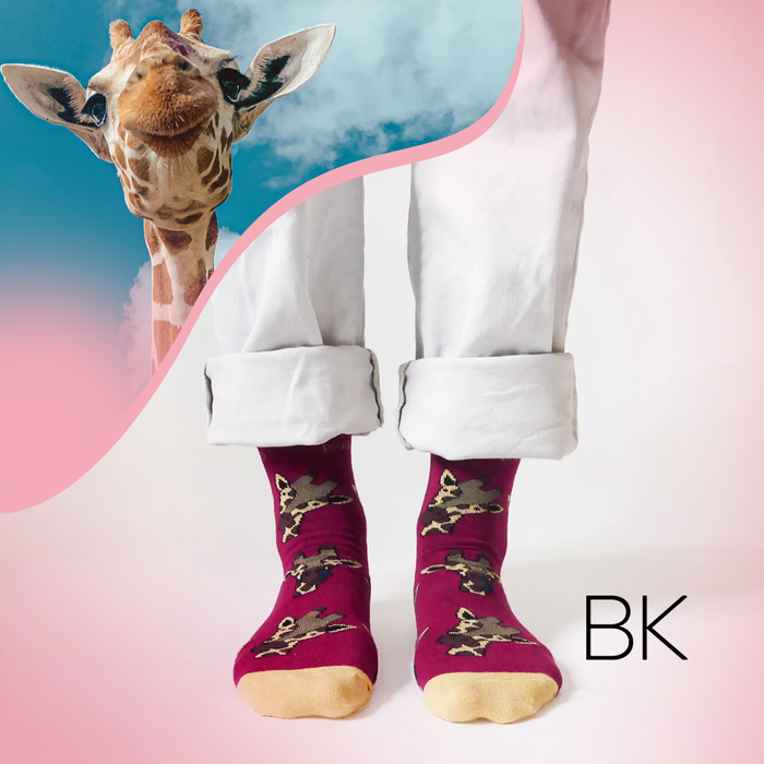 Giraffe Socks | Bamboo Socks | Maroon Socks | African Socks