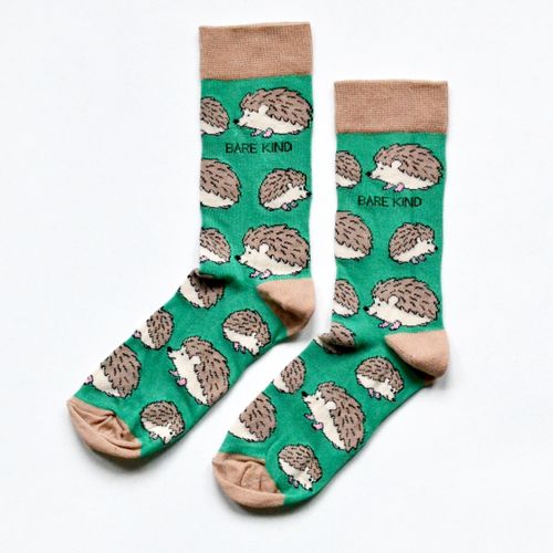 Hedgehog Socks | Bamboo Socks | Green Socks | UK Socks