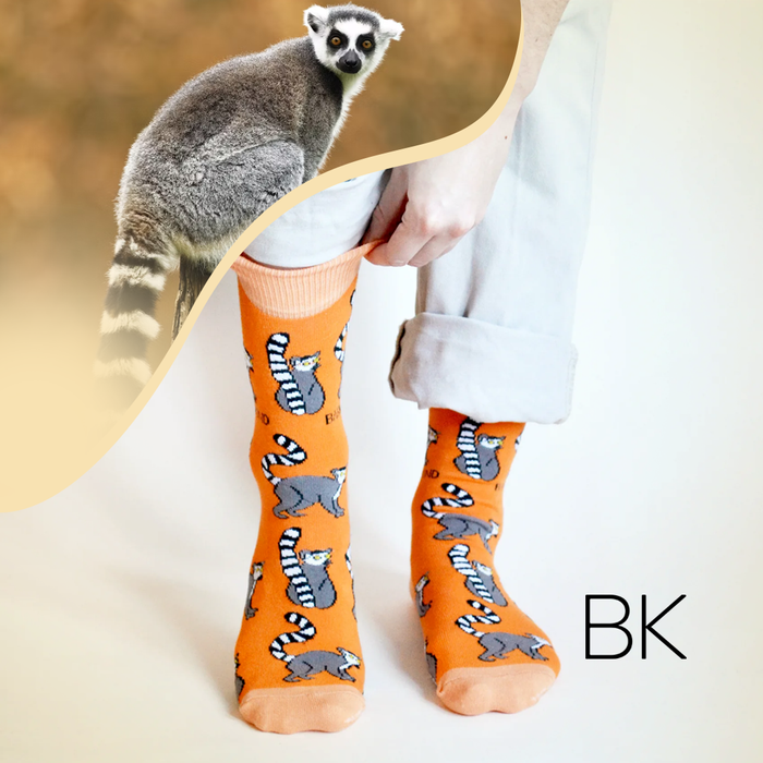 Lemur Socks | Bamboo Socks | Orange Socks | Funky Socks