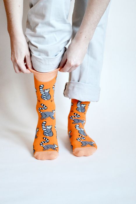 Lemur Socks | Bamboo Socks | Orange Socks | Funky Socks