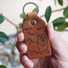 Funny dog breed leather key ring