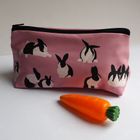 Hand screen printed soft leather make up bag