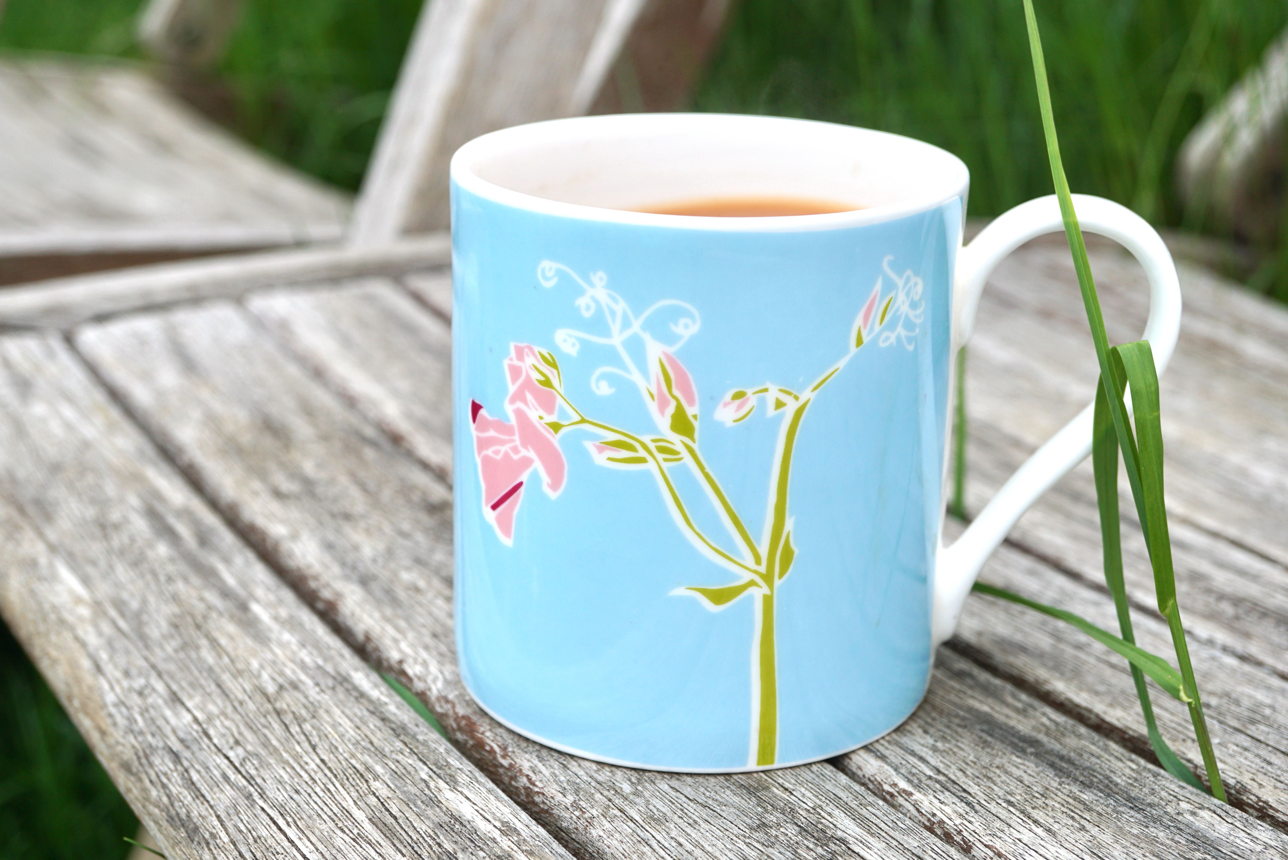 Floral fine bone china mugs, made in England