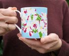 Floral fine bone china mugs, made in England