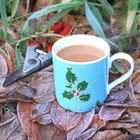 'Holly' fine bone china mugs made in England