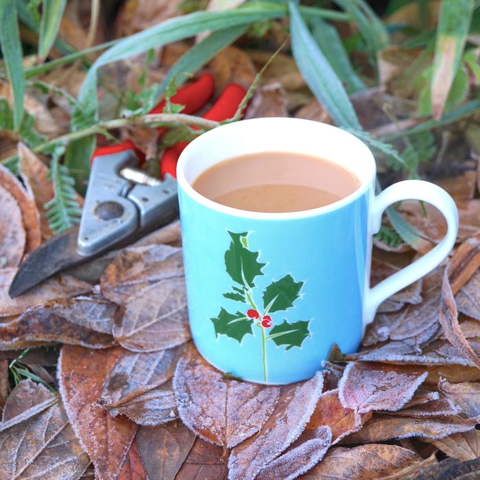 'Holly' fine bone china mugs made in England