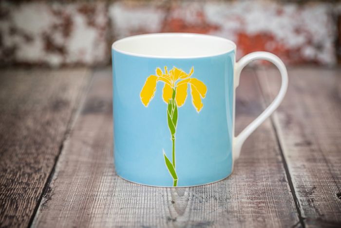 'Iris' fine bone china flower mug made in England