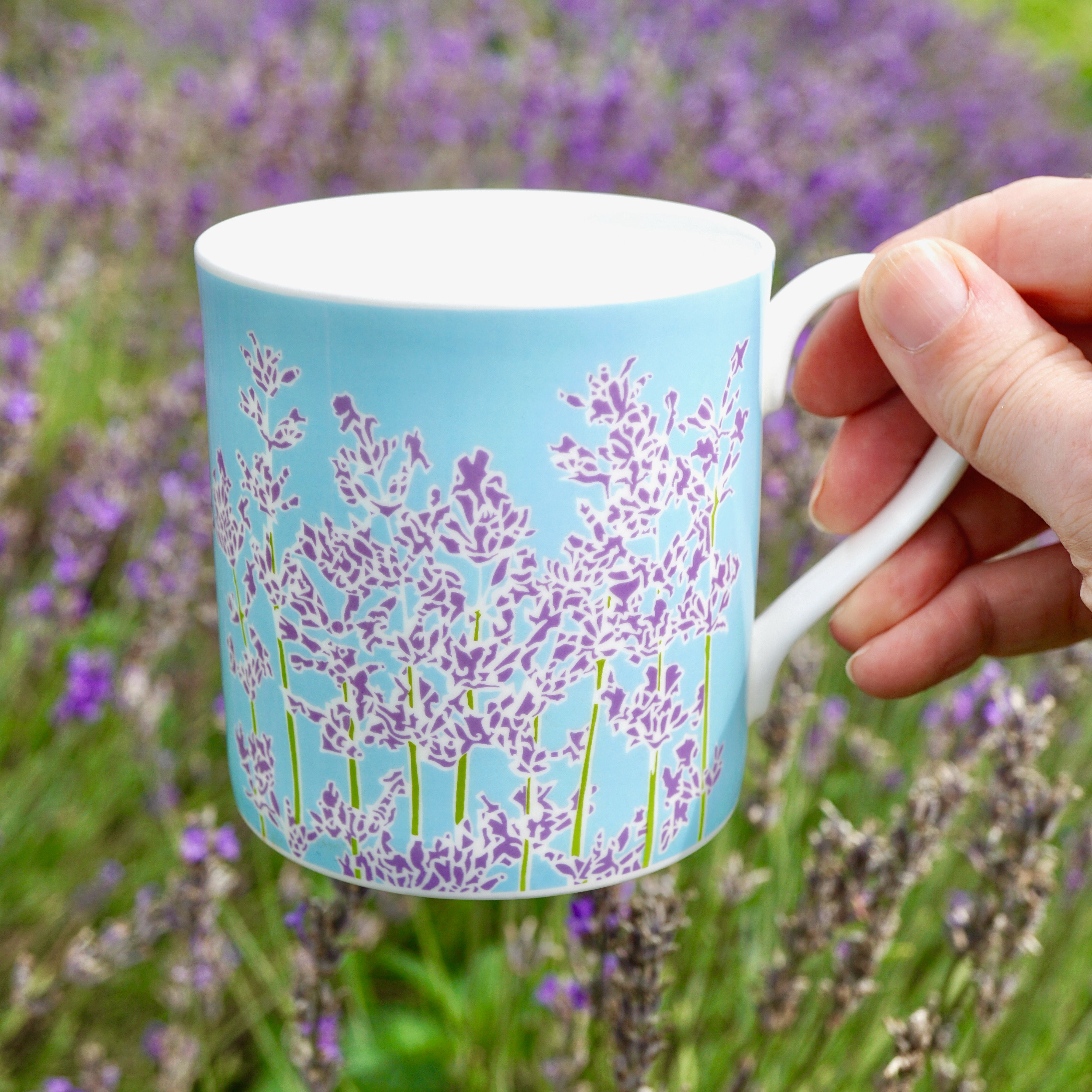 'Lavender' fine bone china flower mug made in England