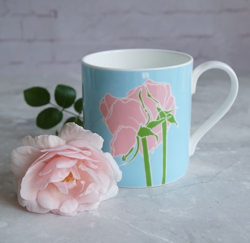 'Roses' fine bone china mug made in England