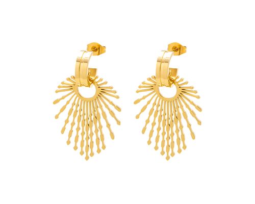 Textured hoop & splay earring in gold