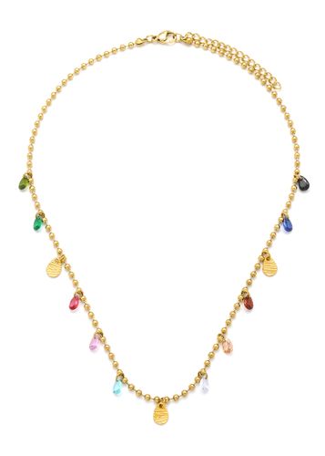 Glass bead necklace in rainbow