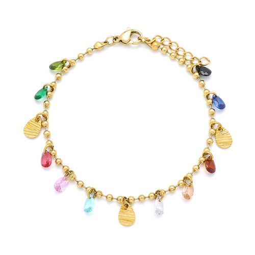 Glass bead bracelet in rainbow