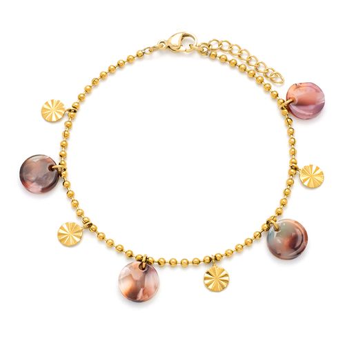 Resin disc ball chain bracelet in gold & multi