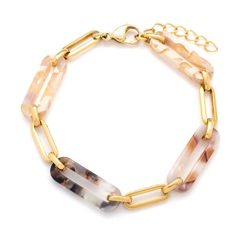 Resin paperclip links bracelet in gold & multi