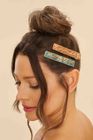 Narrow Jewelled Hair Clips  Floral Vines in Turquoise & Mustard