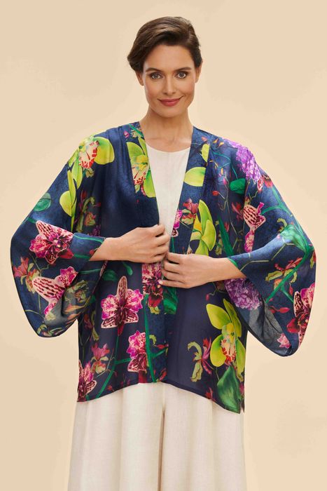 Kimono Jacket - Exotic Evening in Ink