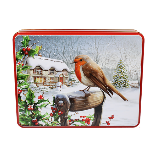 Large Bramble embossed robin biscuit tin