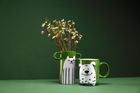 Handpainted green cat vase